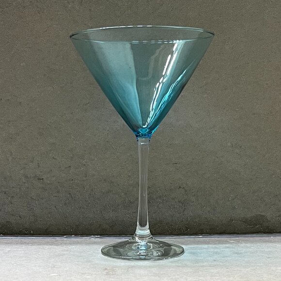 Set of 3 Martini/Cocktail Glasses: 1 Teal, 1 Smoky, 1 Blue, 5" x 7-1/2" - Picture 3 of 9